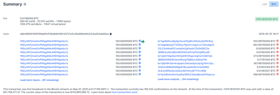 Binance hack transaction in the blockchain explorer