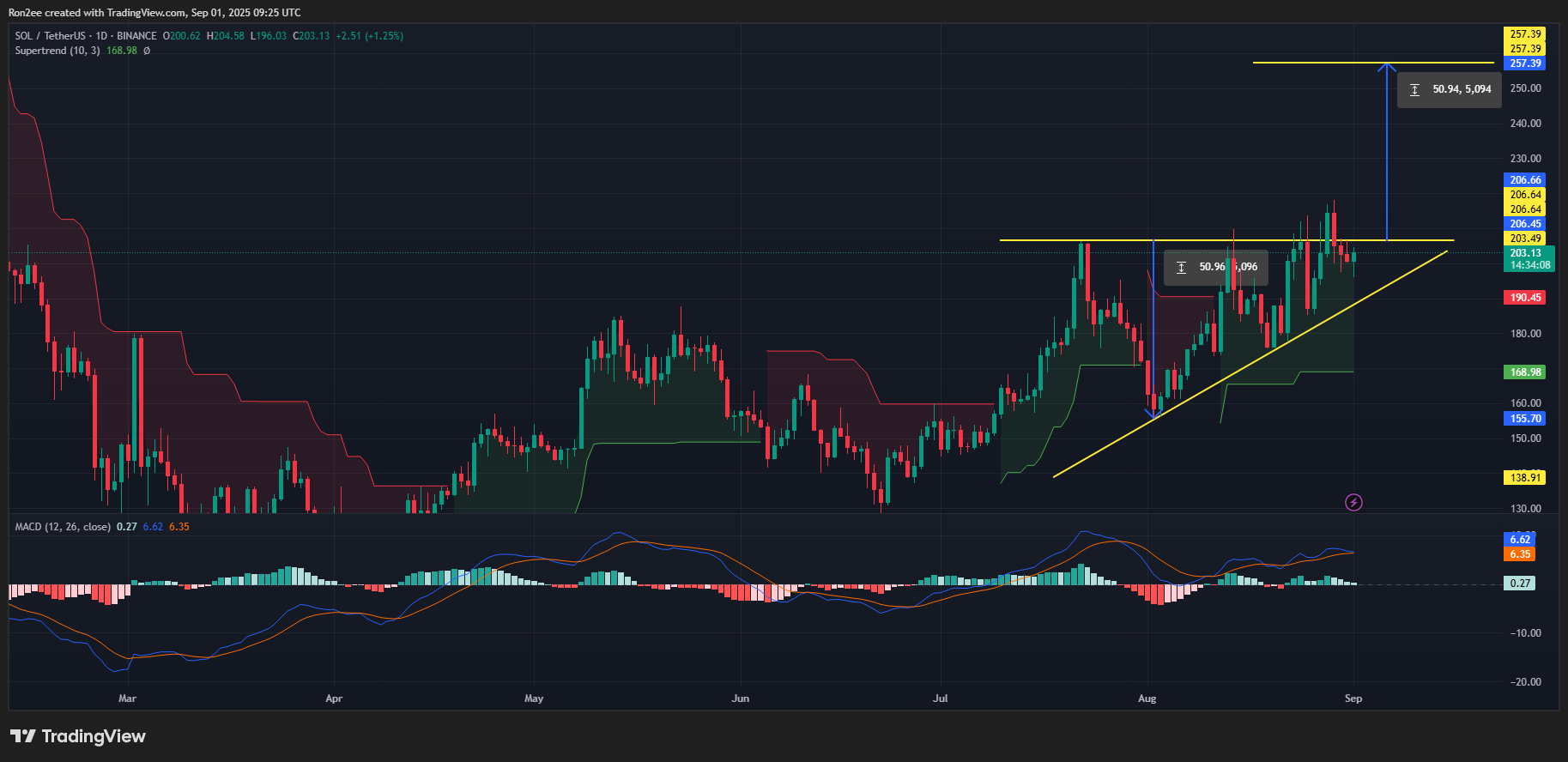 SOL price formed a descending channel pattern on the daily chart.