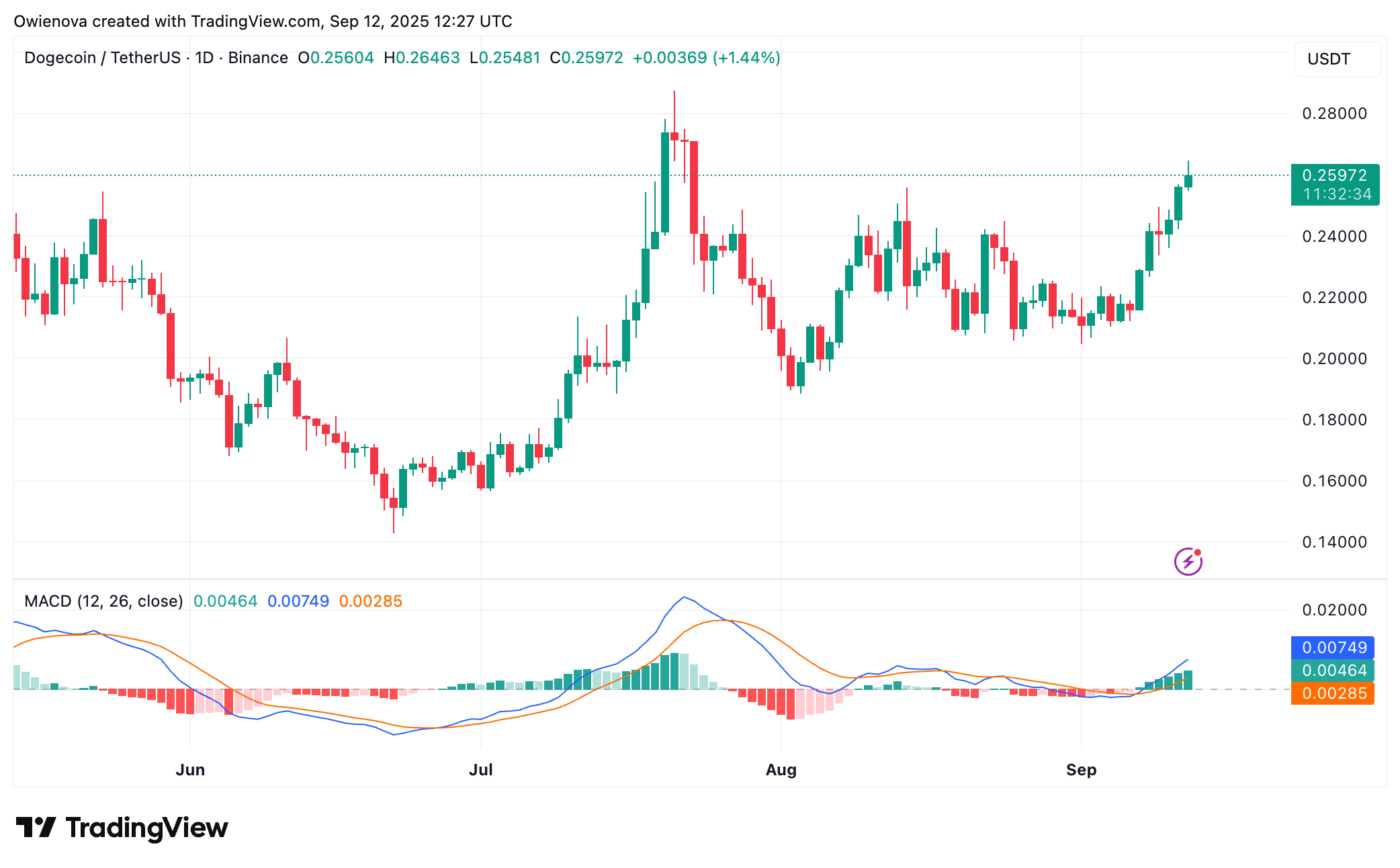 BINANCE:DOGEUSDT Chart Image by Owienova