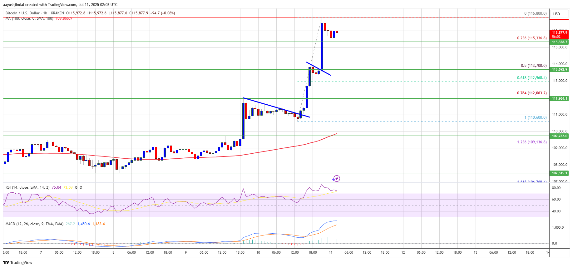 🟨"Bitcoin supera $116,000: nuovo massimo storico in arrivo?"