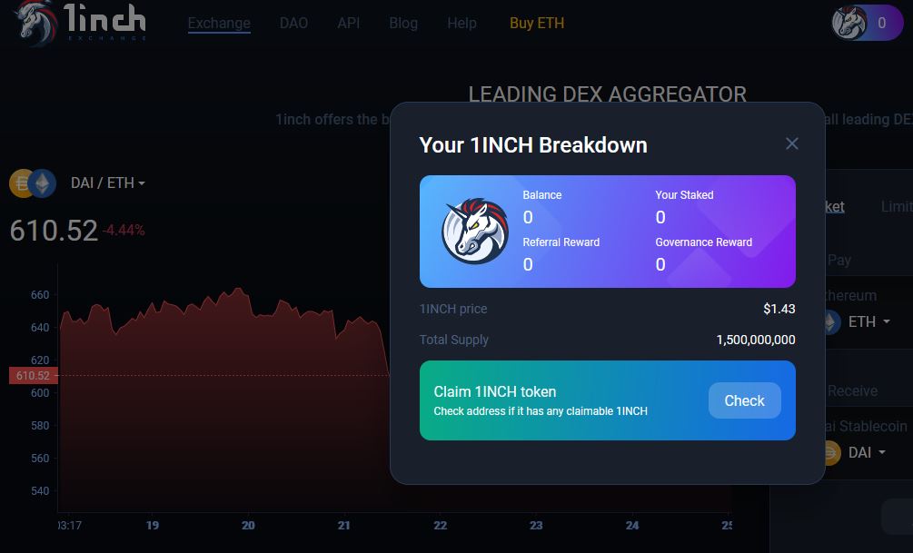 1inch.exchange - Claim 1inch token