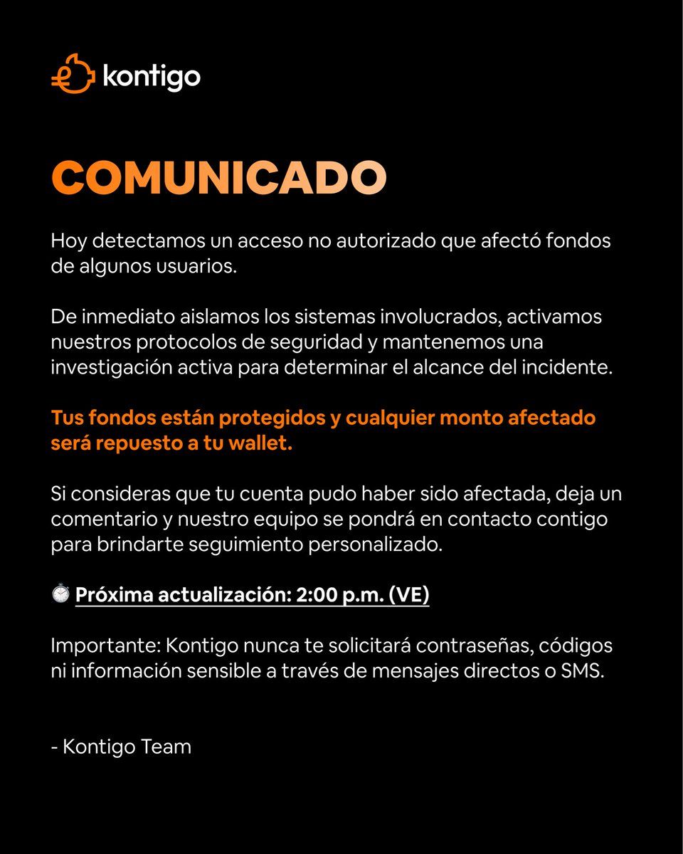 Anuncio de la brecha de seguridad de Kontigo