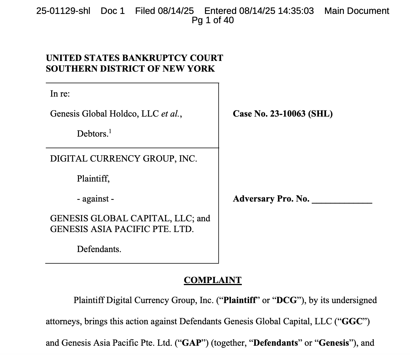 Law, Bankruptcy, Court, Digital Currency Group