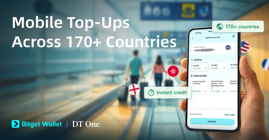 Bitget Wallet Integrates DT One for Mobile Top-Ups Across 170 Countries