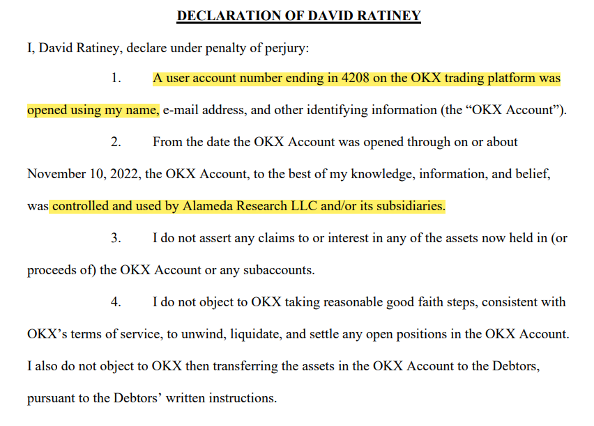 Extracted from Doc 1190 - Declaration of David Ratiney (related document(s)1189) Filed by FTX Trading Ltd..