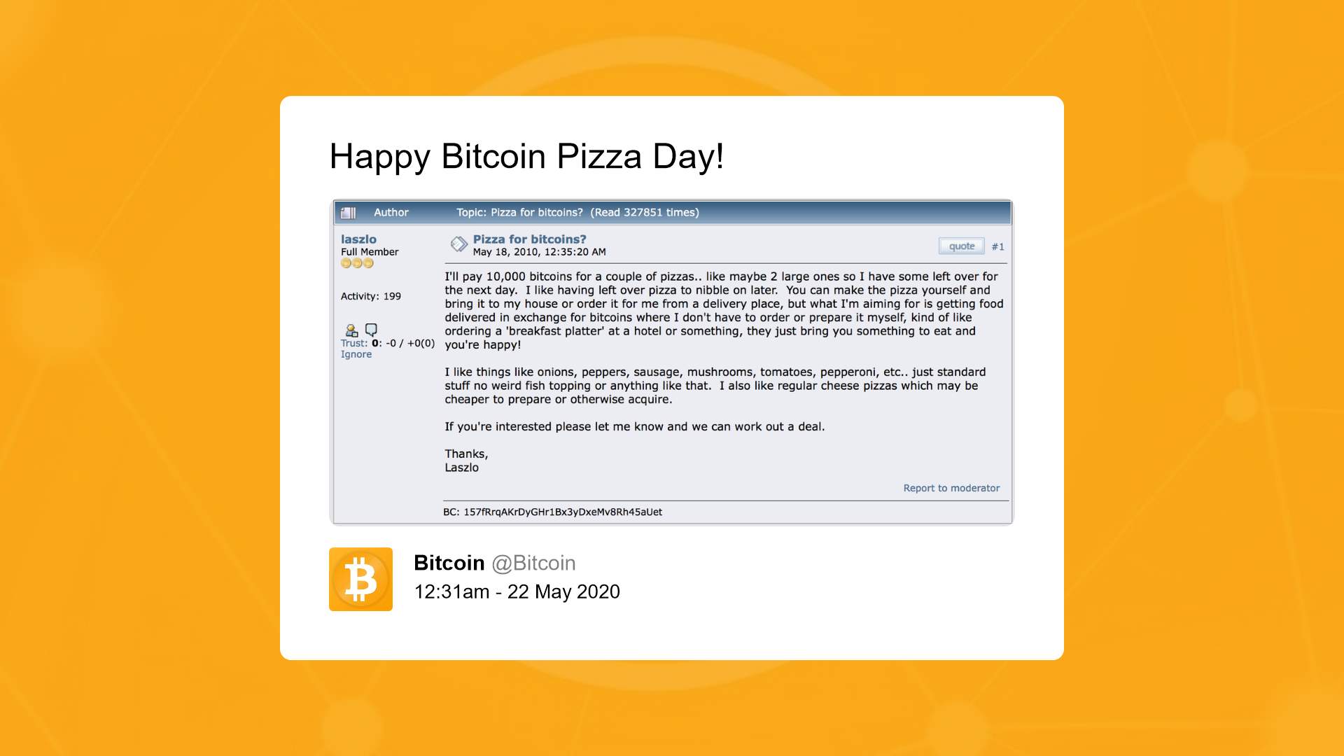 bitcoin pizza day story