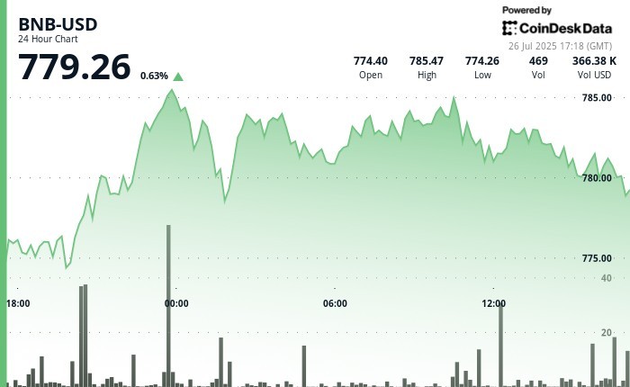 BNB отскочит до 780 долларов США после 520 миллионов долларов Windtree Buy Temportion, показывает признаки стабилизации