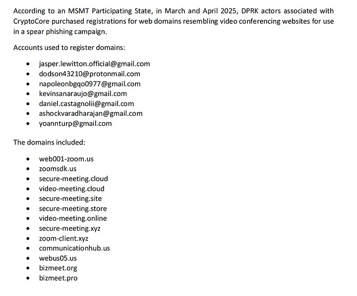Известные email-адреса и домены группировки CryptoCore