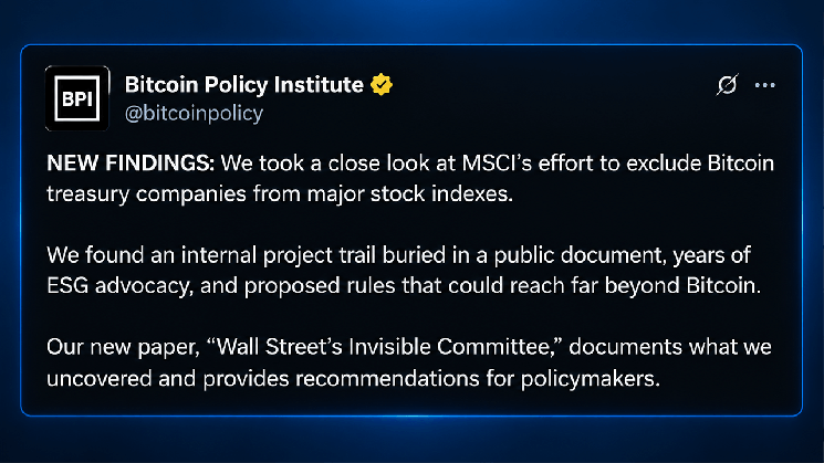 Bitcoin Policy Institute Raporuna Göre MSCI Kuralı Strategy'yi Riske Atıyor