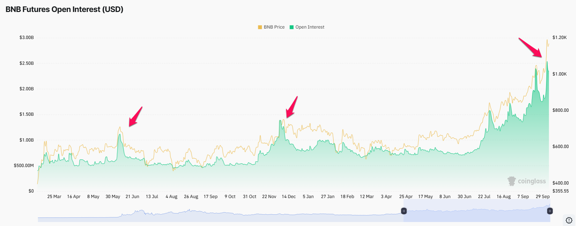 Открытый интерес BNB. Источник: Coinglass.