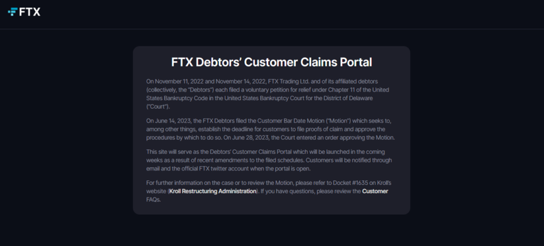 FTX запустит портал претензий клиентов, пострадавших от банкротства
