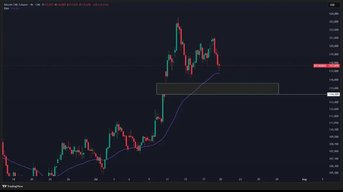 Bitcoin offenes CME-Gap bei 114.300 US-Dollar