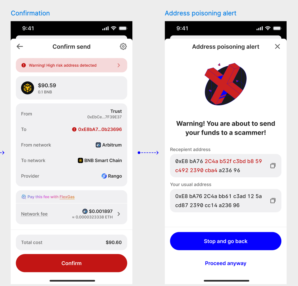 Beispiel für Adressvergleich in Trust Wallet