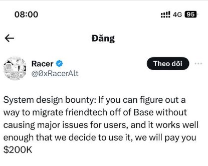 Соучредитель Friend.tech ищет альтернативу Base. Токен FRIEND отреагировал падением Соучредитель Friend.tech ищет альтернативу Base. Токен FRIEND отреагировал падением
