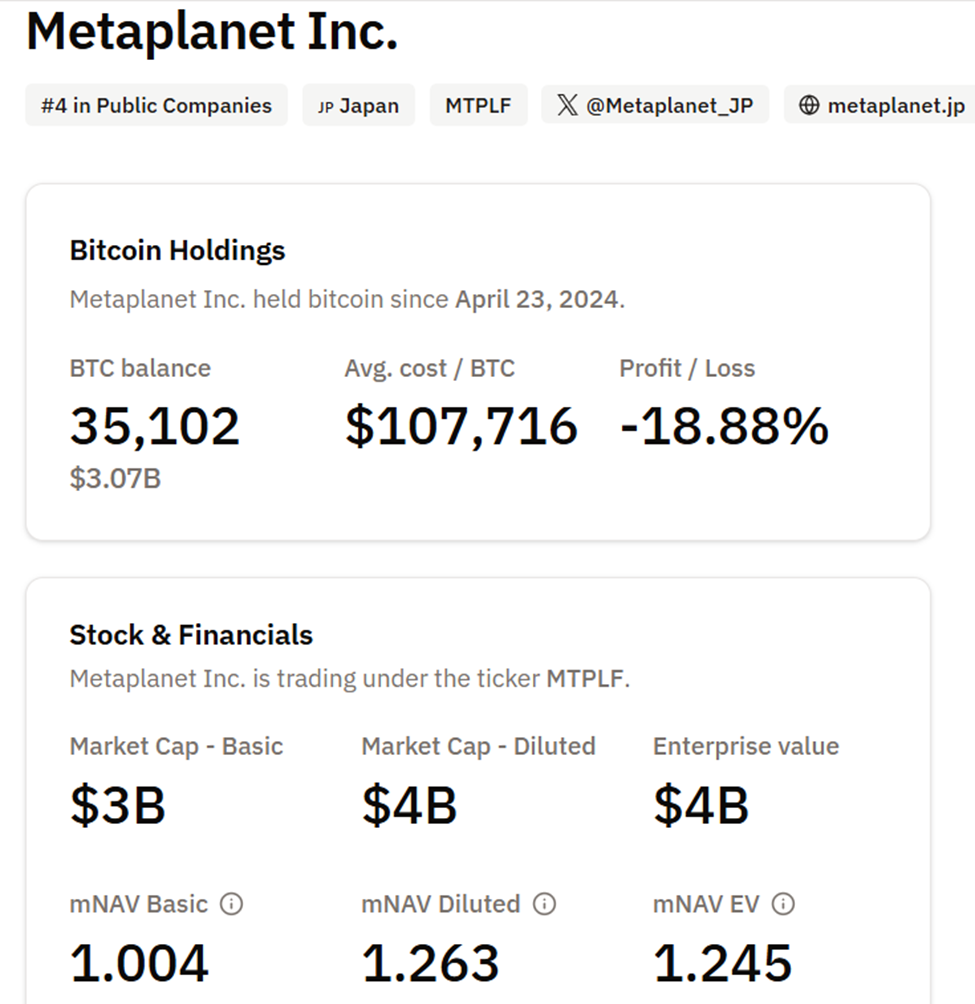 Metaplanet BTC Holdings