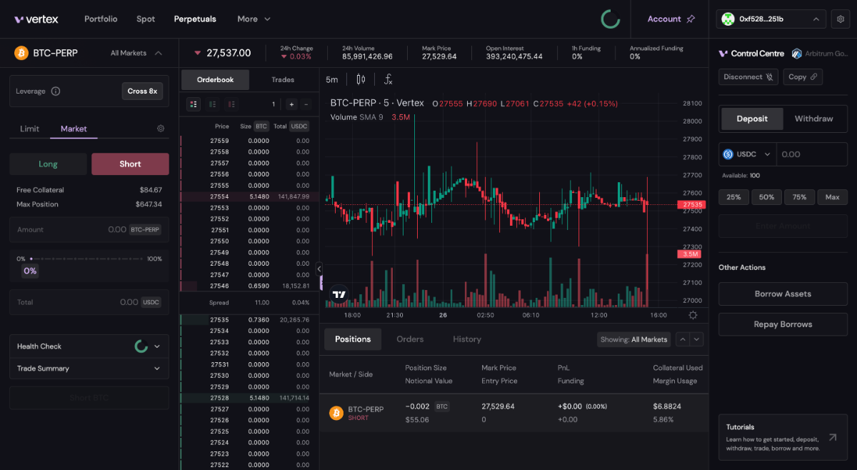 Обзор Vertex: выдающийся и полнофункциональный DEX на Arbitrum