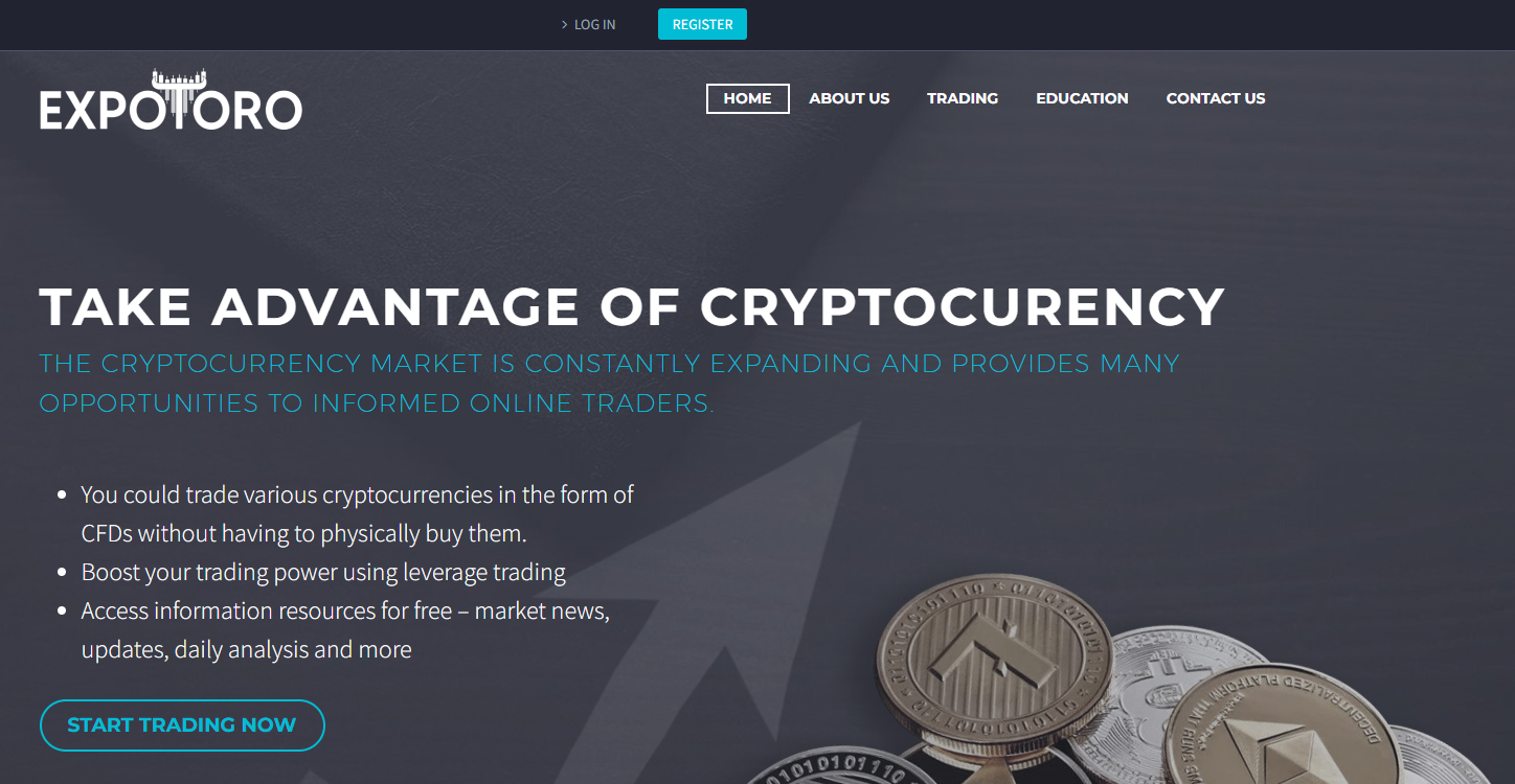 A screenshot shows what the scammers' site looks like. Source: ExpoToro.com