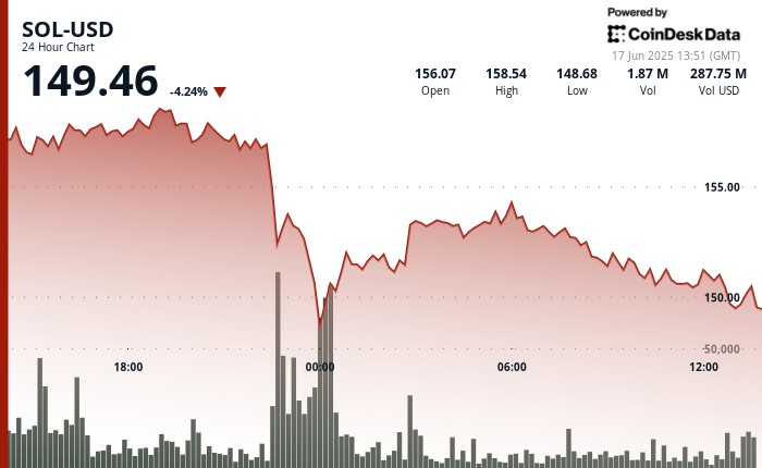 Сол падает ниже 150 долларов США после распродажи, несмотря на растущее повествование об усыновлении институционального усыновления