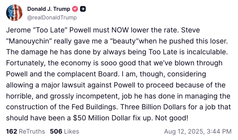 Trumps Post auf Truth Social