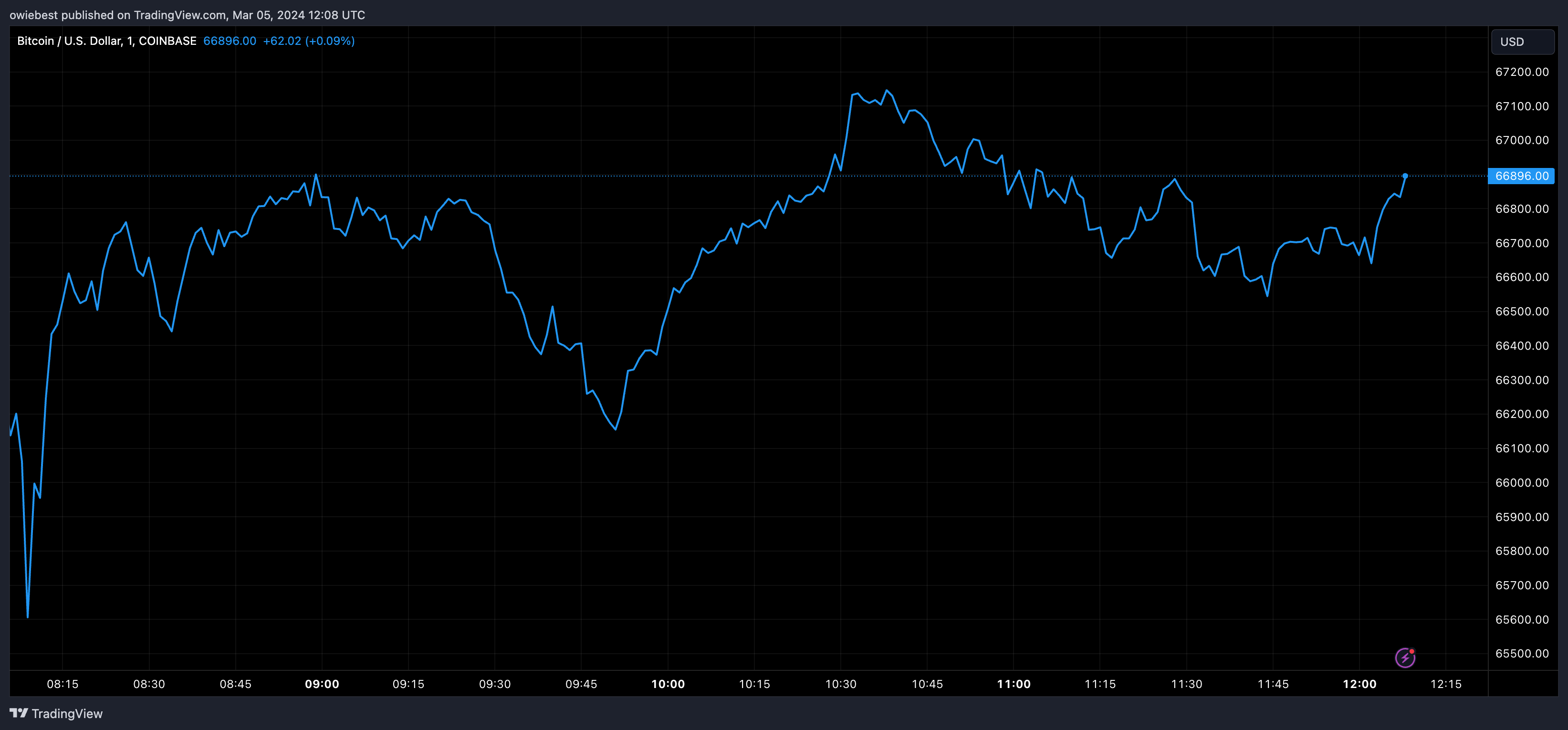 Bitcoin price chart from Tradingview.com (MicroStrategy)