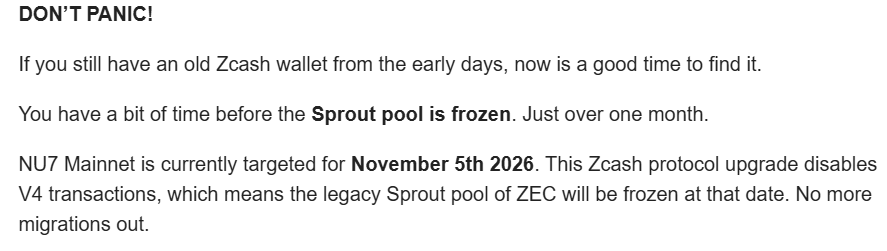 Команда Zcash назначила дедлайн на вывод средств из пула Sprout на 4 ноября Команда Zcash назначила дедлайн на вывод средств из пула Sprout на 4 ноября