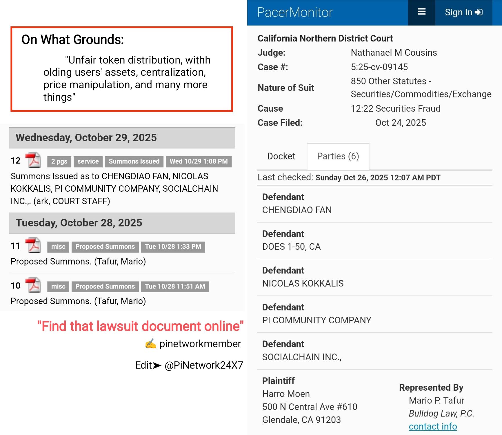 иск против Pi Network