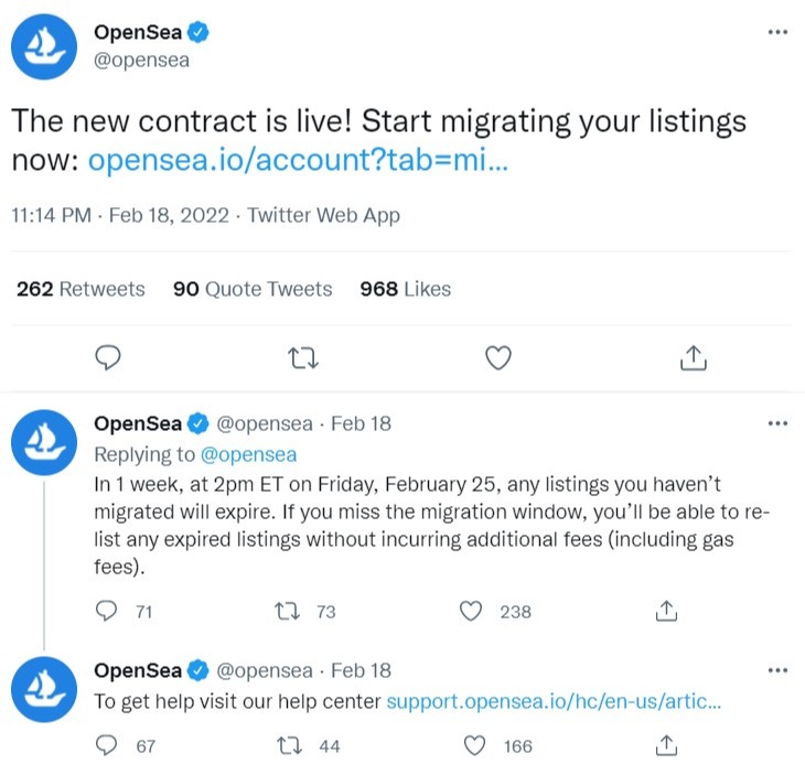 openea smart contract update twitter