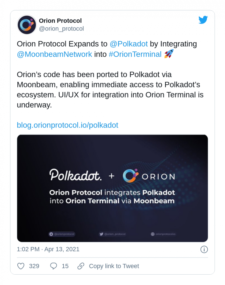 Orion Terminal integrates Polkadot