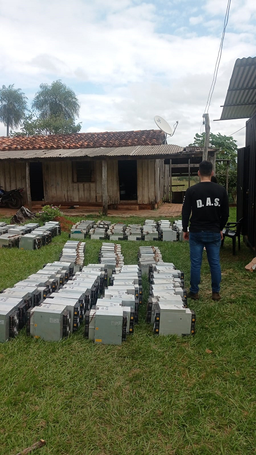 Stolen Bitcoin mining rigs seized by Paraguayan law enforcers.