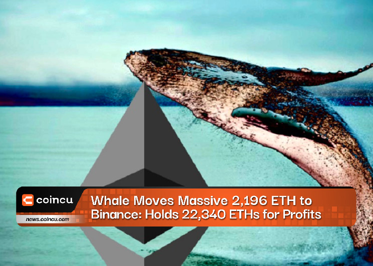 Whale переводит 2196 ETH на Binance: удерживает 22 340 ETH для получения прибыли