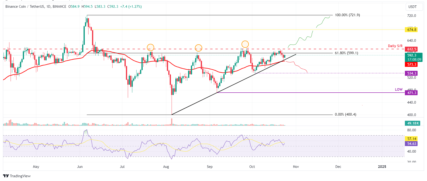 BNB/USDT gráfico diario