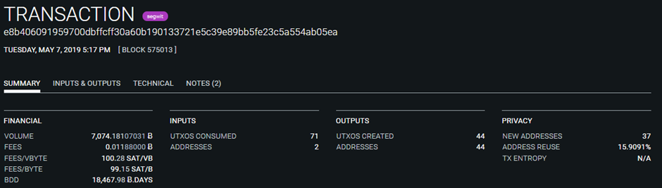 Details of the Binance hack transaction