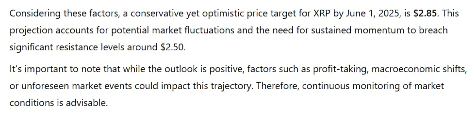 ChatGPT sets and explains its early June XRP price forecast.