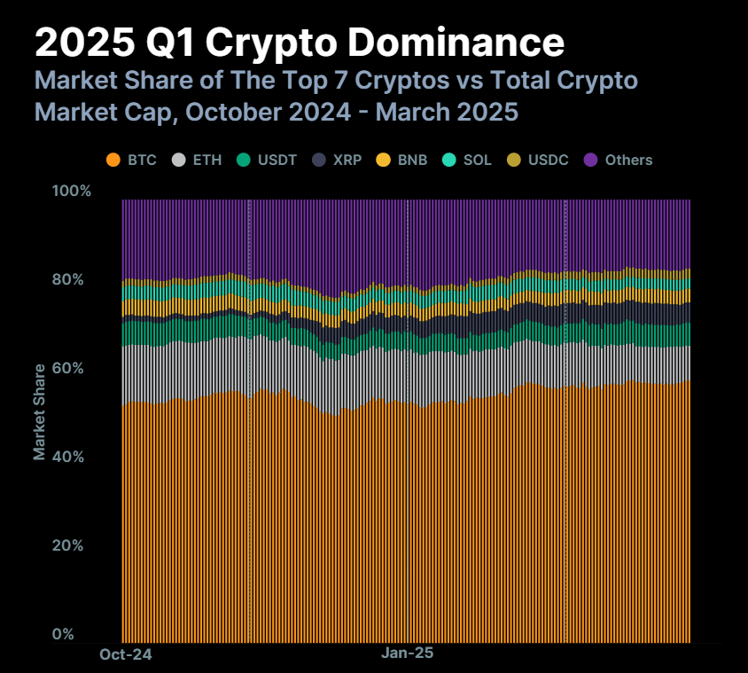 Gráfico de Dominio Cripto del primer trimestre. Fuente: CoinGecko