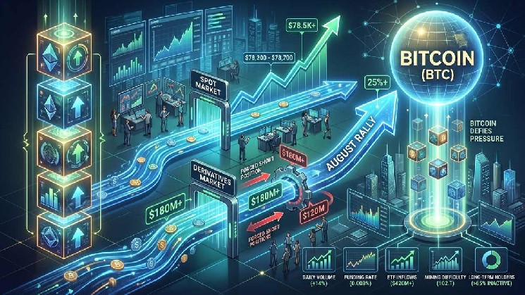 Bitcoin resiste à pressão acima de $79.0K após alta de quase 25% em agosto