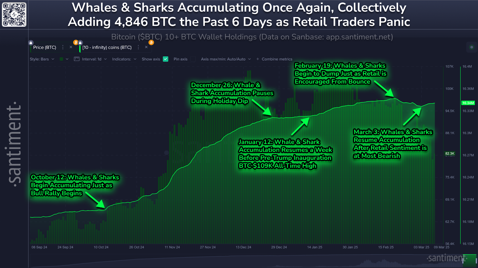 Comparison of Bitcoin price and accumulation wallet trend