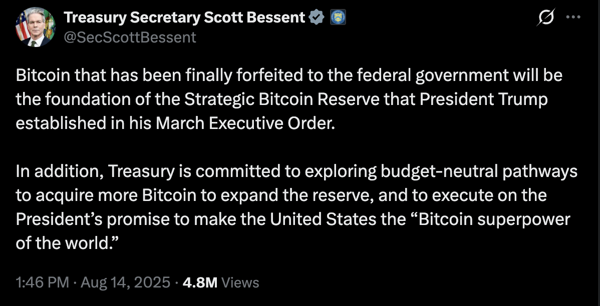 Gobierno de EE. UU., Estados Unidos, Reserva de Bitcoin