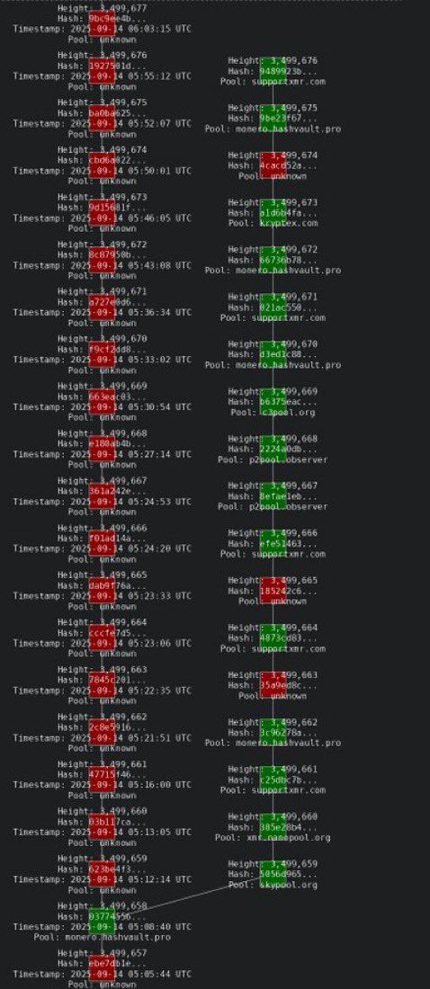 блокчейн Monero реорганизовали