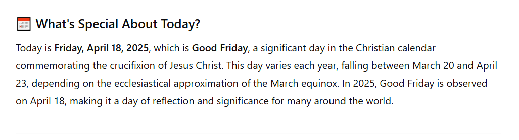 ChatGPT reveals the uncommon convergence on Good Friday 2025.