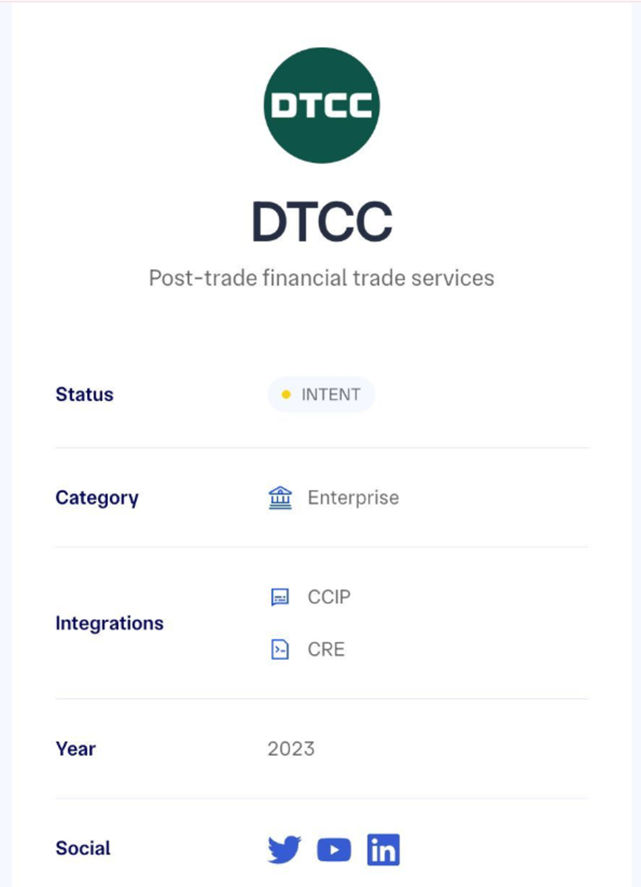 DTCC integration with CCIP and CRE]