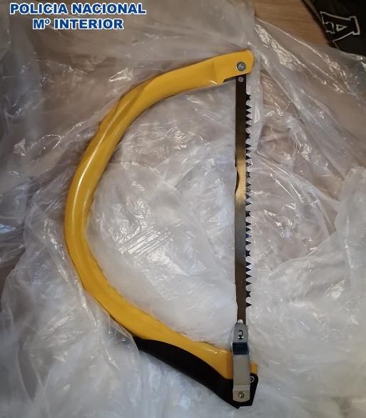 A saw seized during a police raid.