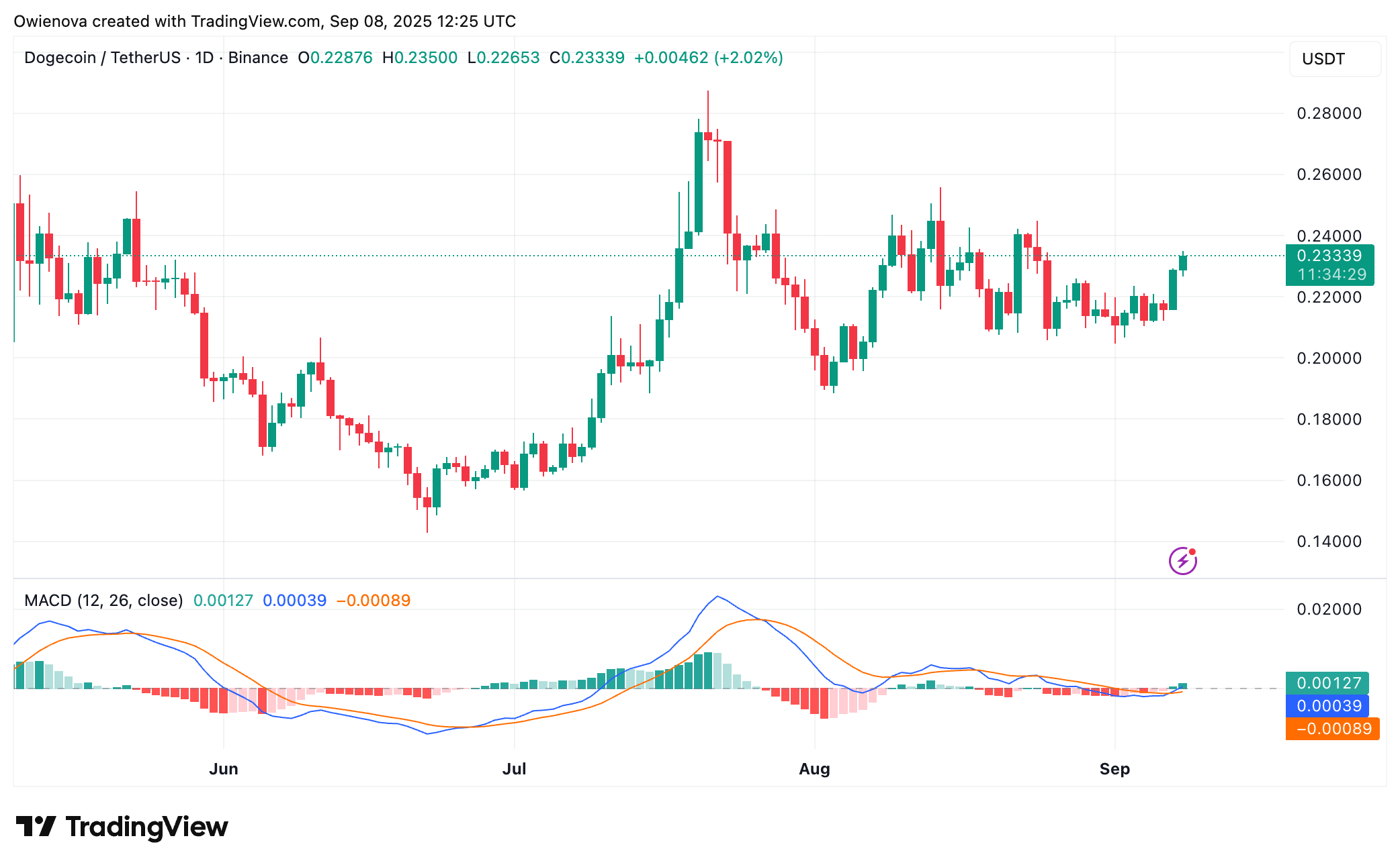 BINANCE:DOGEUSDT Chart Image by Owienova