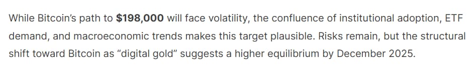 DeepSeek's BTC label target for the head of 2025.