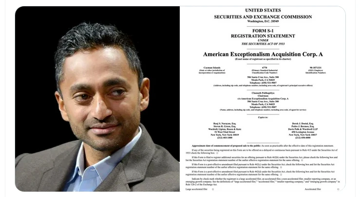 Миллиардер Чамат Палихапития создает SPAC‑компанию с целью привлечения $250 млн для инвестиций в DeFi и ИИ Миллиардер Чамат Палихапития создает SPAC‑компанию с целью привлечения $250 млн для инвестиций в DeFi и ИИ