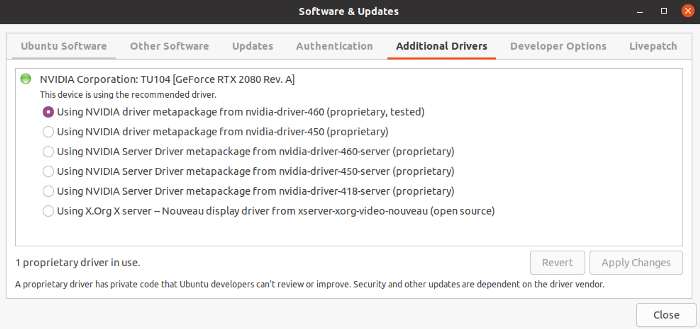 Navigation to set up GPU drivers