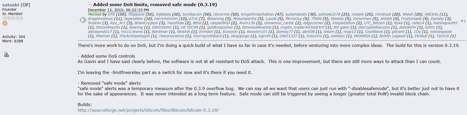Грустный праздник: годовщина последнего сообщения Сатоши Накамото на форуме Грустный праздник: годовщина последнего сообщения Сатоши Накамото на форуме