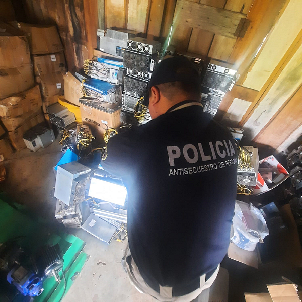 Stolen Bitcoin mining equipment seized by Paraguayan law enforcers.