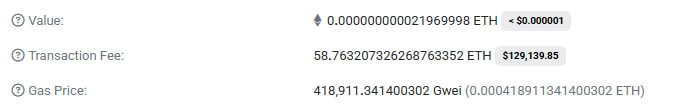 Неизвестный заплатил более $129 000 за перевод Ethereum