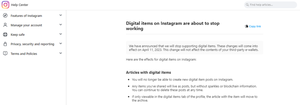 Instagram And Facebook To Discontinue NFT Support On April 11, 2023