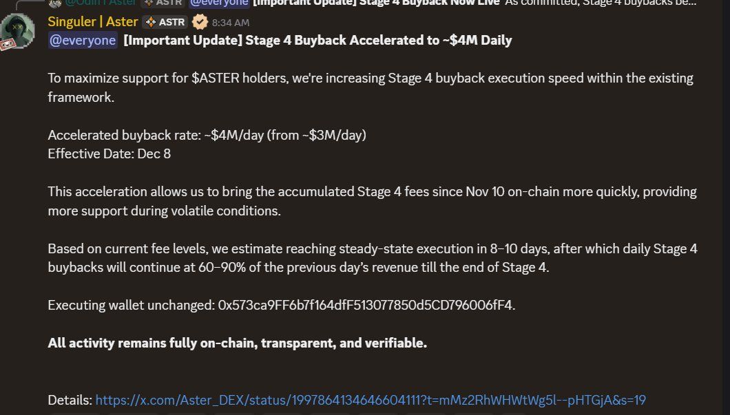 Aster Stage 4 buyback announcement